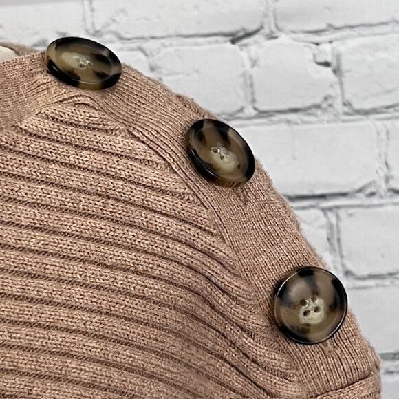 Gap Pullover Sweater Ribbed Tan Khaki Button Women's Size Medium - Picture 3 of 6